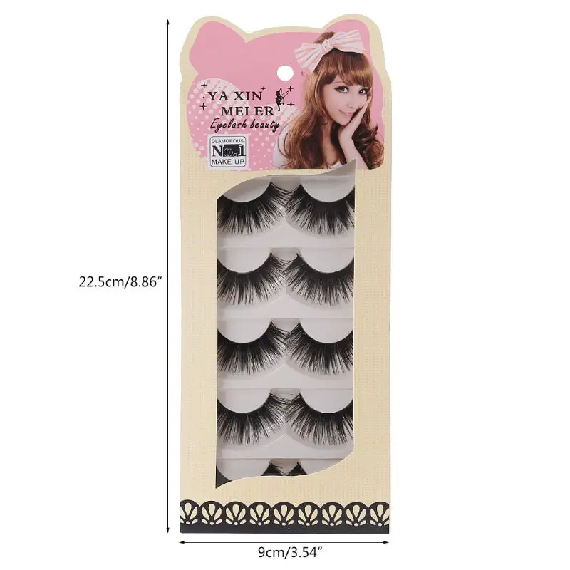 

5 Pairs Makeup Long Black Natural Handmade Thick Soft False Eyelashes Eye Lashes