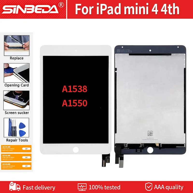 

7.9" LCD For Apple iPad Mini 4 A1538 A1550 LCD Display Touch Screen Digitizer Assembly For iPad Mini 4 LCD Display Replacement