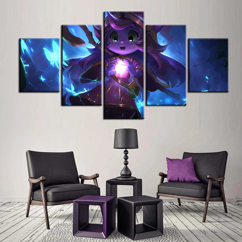 

5 OR 3 Pieces Lulu Oil Painting Wall Poster LOL Canvas Printings Artwork Canvas Printings Murals Wall Stickers Living Room Decor