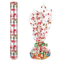 stobok 2 5 mil christmas cellophane wrapping paper santa clause words xmas pattern cellophane wrap roll gift crafts flower