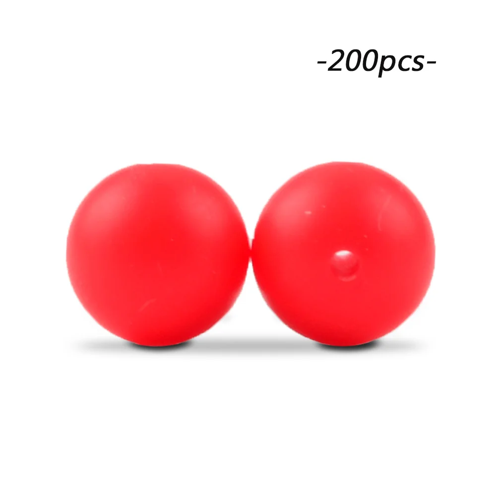 scarlet red LOFCA 200 шт./лот, силиконовые бусины, 15 мм, Круглый прорезыватель, ожерелье, детский прорезыватель, игрушка, BPA бесплатно, сделай сам, жевательные подвески, аксессуары для новорожденных, кормящих - Цвет: scarlet red
