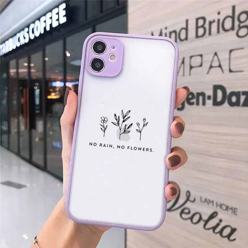 

Great Aesthetic Flower art Phone Cases Matte transparent For Purple iPhone 12 Mini 11 Pro XR XS Max 7 8 Plus X Back Cover
