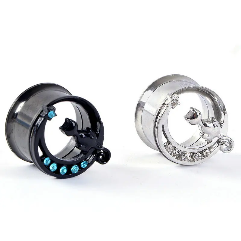Горячая продажа кошачья Ушная пробка кристалл двойное седло расклешенные из