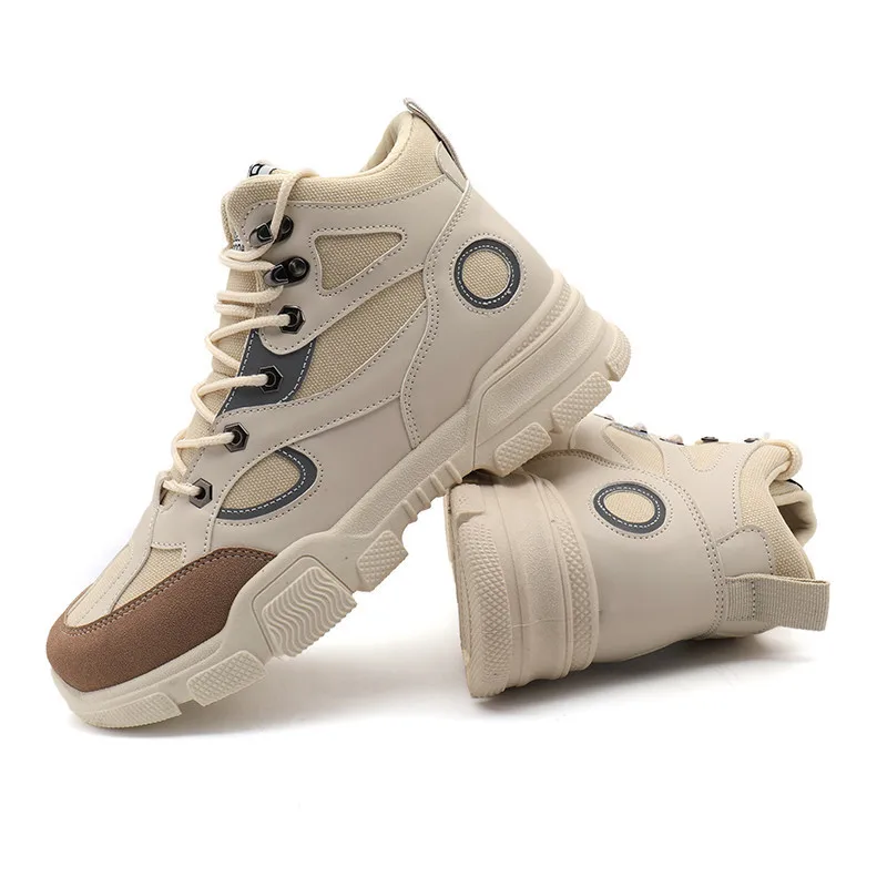 Мужские ботинки в стиле ретро LIN KING кожаные короткие большого размера светящиеся