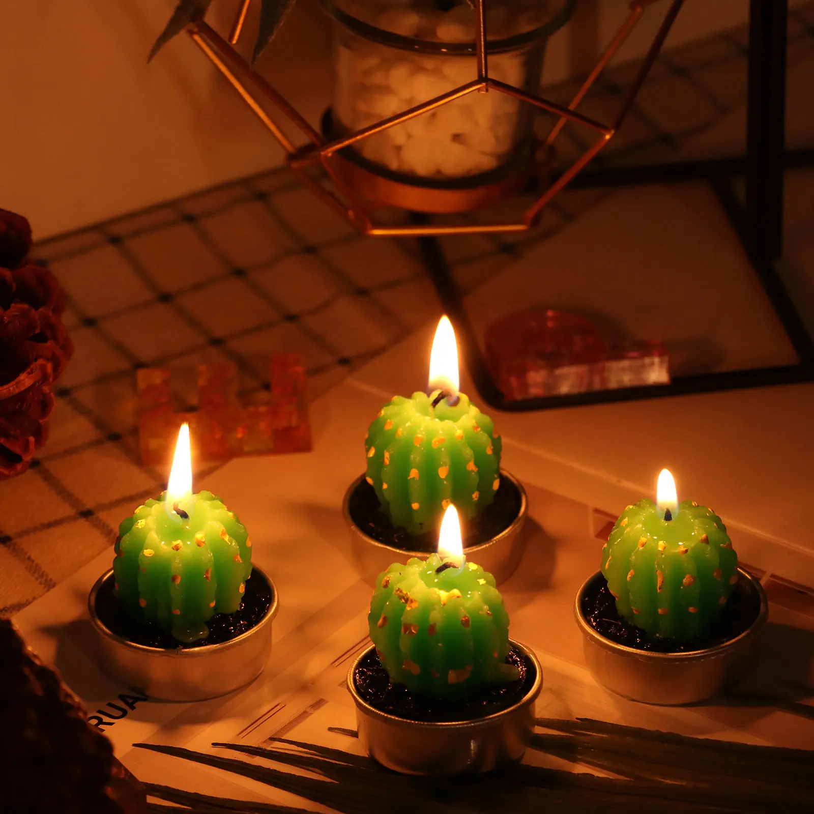 6Pcs Creative 3D Cactus Candles Simulated Plants Smokeless Scented Candle Valentine Day Gift Party Ornament Home Decoration | Дом и сад