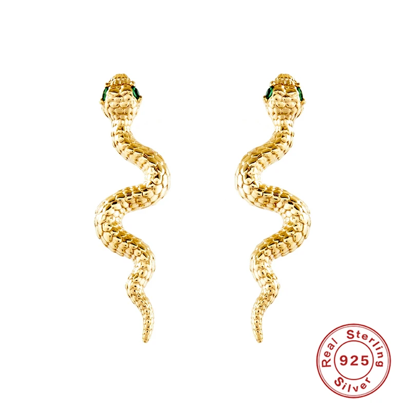 Женские серьги из серебра 925 пробы со змеиной кожей | Украшения и аксессуары