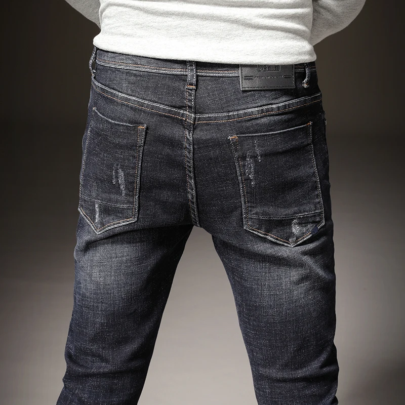 

Autumn and Winter Add Velvet Style Korean Man Jeans Slim Small Leg Pants Brand Thick Streetwear Fashion Trend Genuine Goods