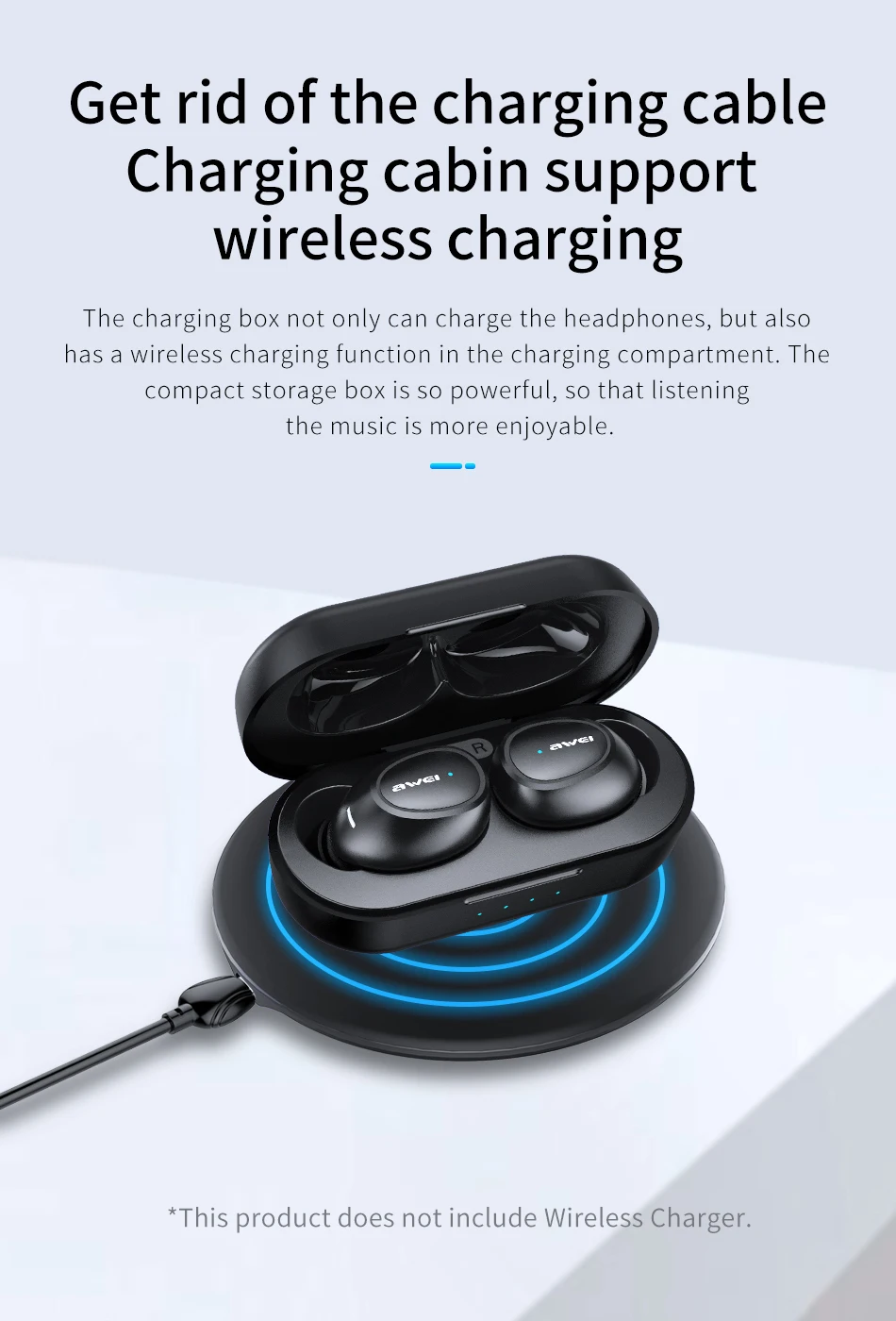 Наушники AWEI T6C TWS Bluetooth 5,0, настоящие беспроводные наушники, 3D стерео наушники для iPhone, Xiaomi, гарнитура с двойным микрофоном