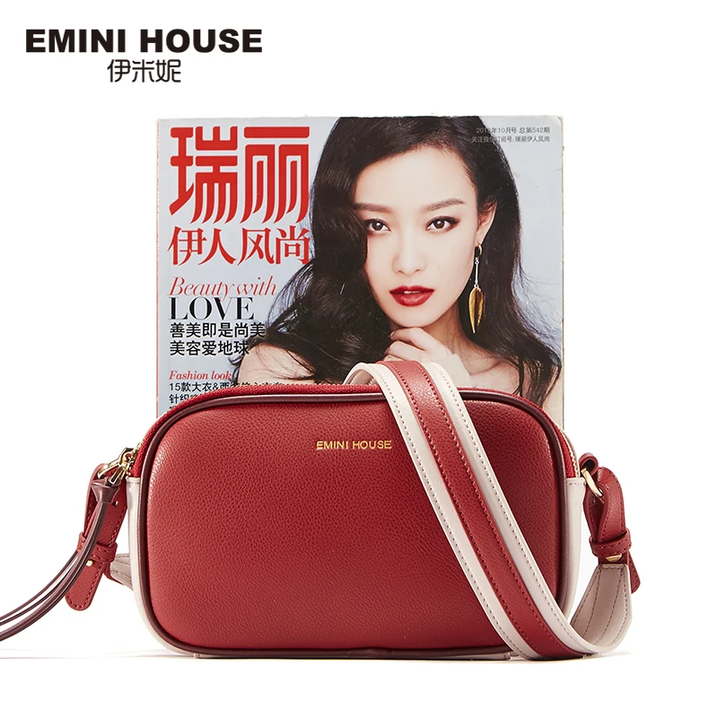 EMINI HOUSE женская сумка с зернистой текстурой личи клапаном спилок со вставками в