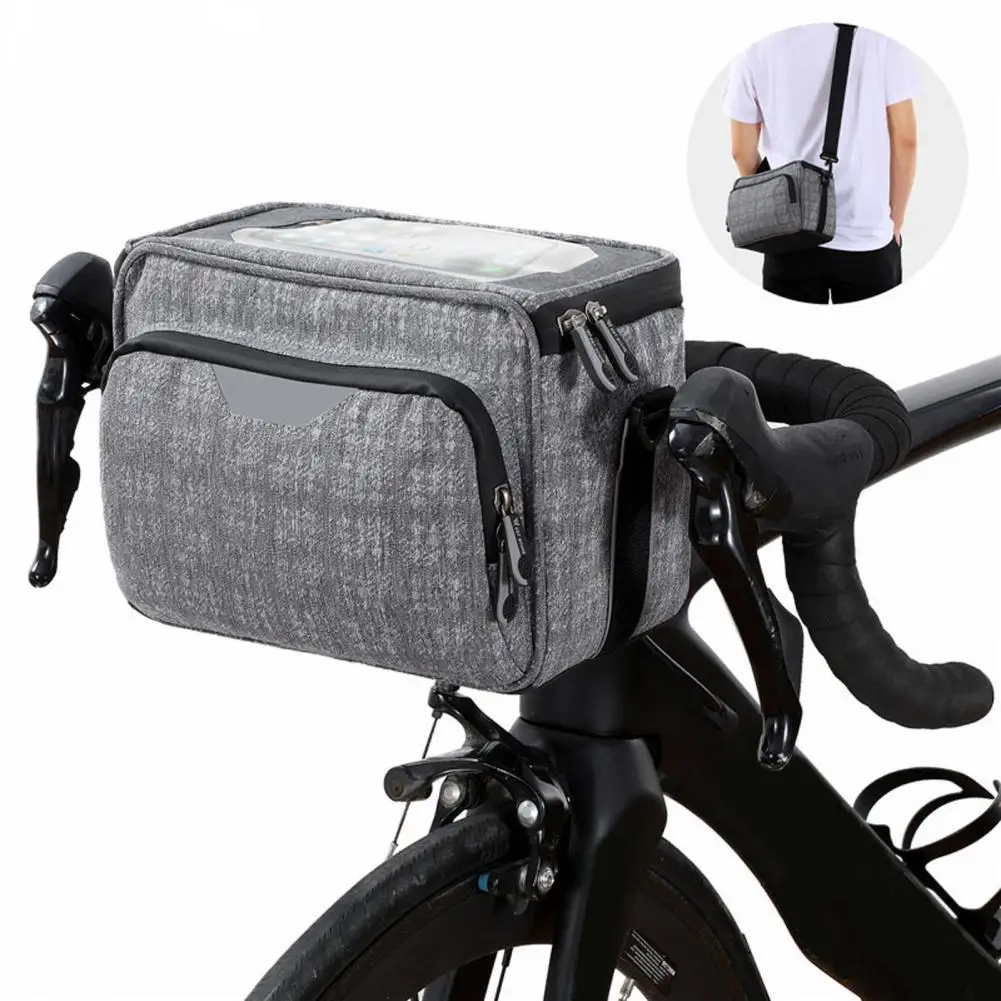 

Bicycle Handlebar Bag Long Lifespan Multifunction Stable Touch Screen Front Tube Messenger Bag Bike Bag Pouch for Mountain Bike
