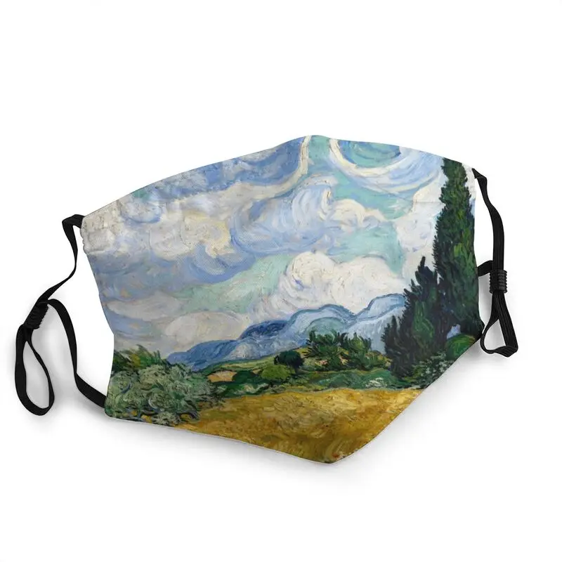 

Wheat Field With Cypresses Face Mask Adult Anti Haze Vincent Van Gogh Mask Protection Cover Respirator Breathable Mouth Muffle