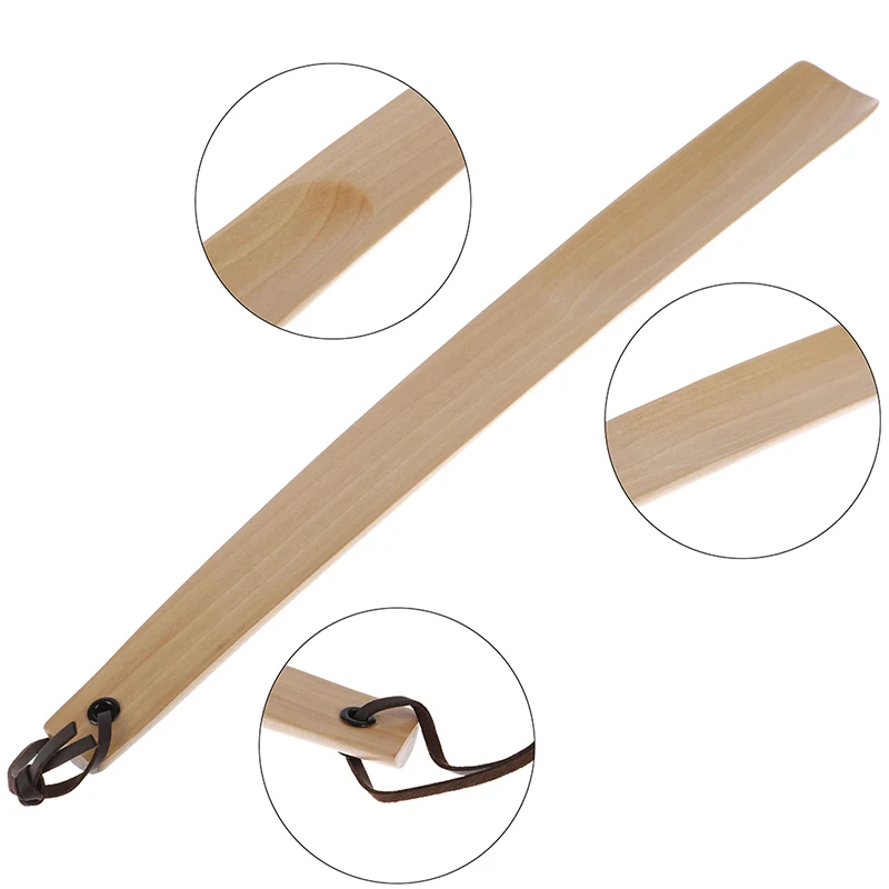S Unisex Wood Horn Spoon Shape Shoehorn Flexible