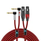 Двойной 14 ''моно TS 6,35 мм папа к 2 x XLR мама усилитель аудиокабеля микшер смешивающие консоли Система домашнего кинотеатра экранированные шнуры