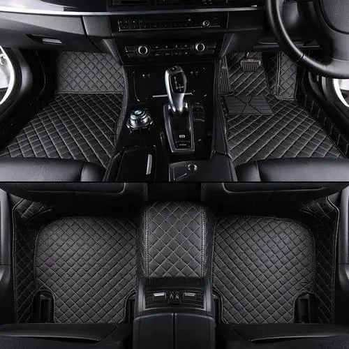 Black Beige Пользовательские автомобильные коврики для Mercedes Benz W203 W204 W205 W201 W202 AMG C43 C63 C200 C220 водонепроницаемый кожаный Противоскользящий ковер - Название цвета: Black Beige