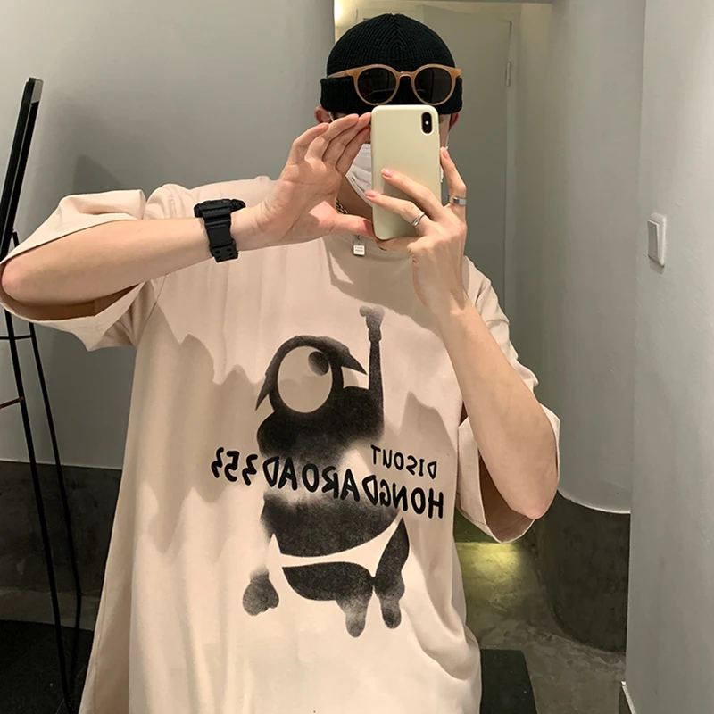 

Fashion Spoof Astronaut Print Short Sleeve T-shirt Men's Summer Loose Size Top Fashion Brand Short Sleeve Man