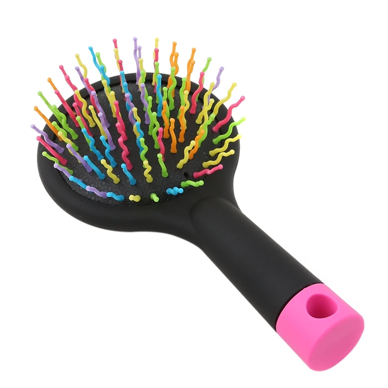 

Round Hair Comb Mini Airbag Rainbow Comb With Mirror Massage Hair Brush Travel Hairbrush Makeup Comb 1PC