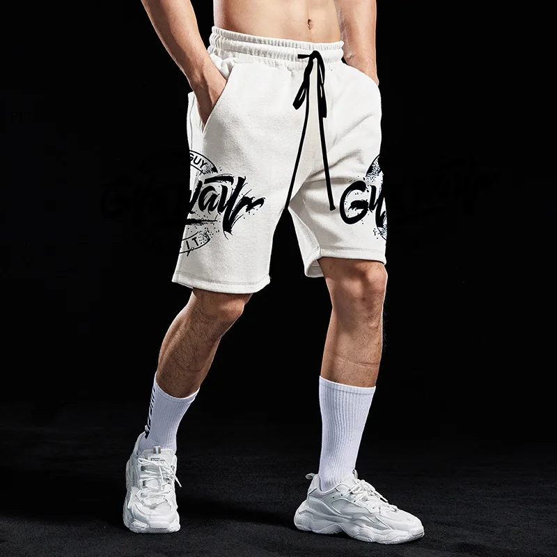 

New Drawstring Shorts Men 2021 Summe Casual Jogger Sweathshorts Plus Size Workout Gym High Quality White Cotton Shorts DK176