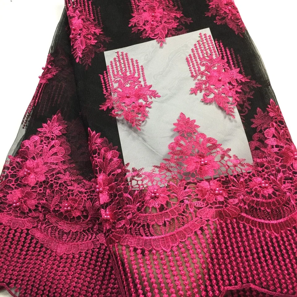 Золотисто-синяя африканская кружевная ткань вышитая нигерийская гипюровая