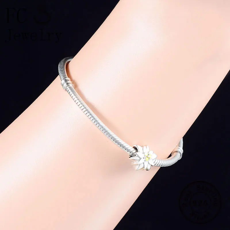 FC Jewelry Fit оригинальный бренд Шарм браслет 925 серебряный желтый цветок из белой