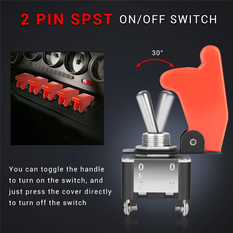Сверхмощный тумблер MICTUNING SPST с Красной защитной крышкой 12 24 В 20 А|Переключатели и