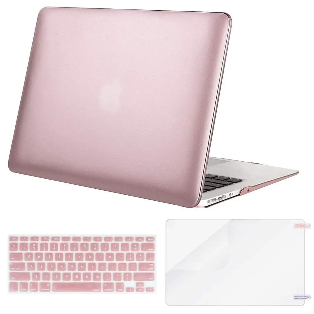 MOSISO Жесткий Чехол для ноутбука Macbook Air 13 A1466/A1369, чехол для ноутбука 2012-+ чехол для клавиатуры+ Защитная пленка для экрана - Цвет: Rose Gold
