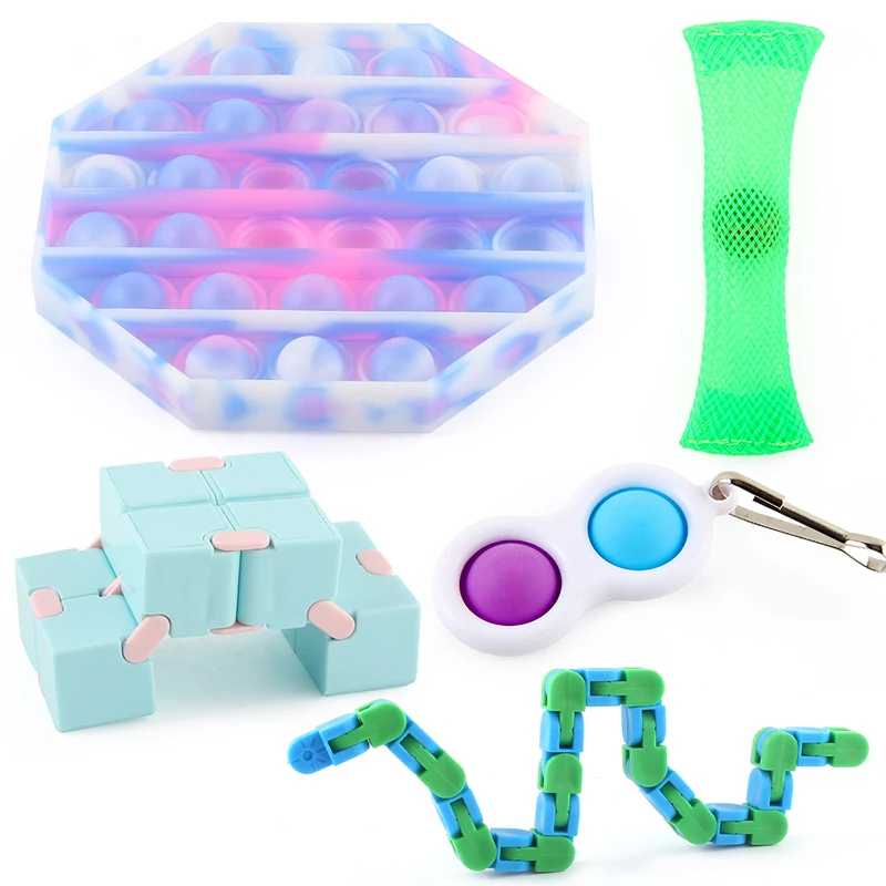 

5PCS Fidget Toys Anti Stress Anxiety Relief Stress Set Kit Bubble Toy for Kids Adults Stress Relief Hand Squishy Toys Packed Box