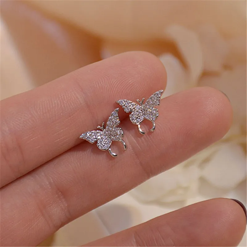 

Ins Hot Sale Luxury 14K Real Gold Butterfly Fairy Personalitystud Earrings for Women Cubic Zircon ZC Earrings
