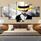 5 шт. аниме цельный плакат соломенная шляпа Луффи холст живопись роспись Настенная картина гостиная современная спальня домашний мультяшный Декор