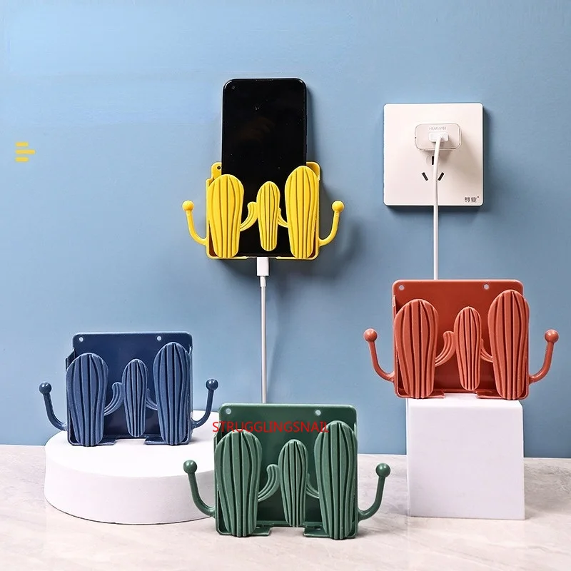 

Wall Mounted Organizer Box Punch Free TV Remote Control Storage Mounted Phone Plug Wall Holder Charging Multifunction Hooks