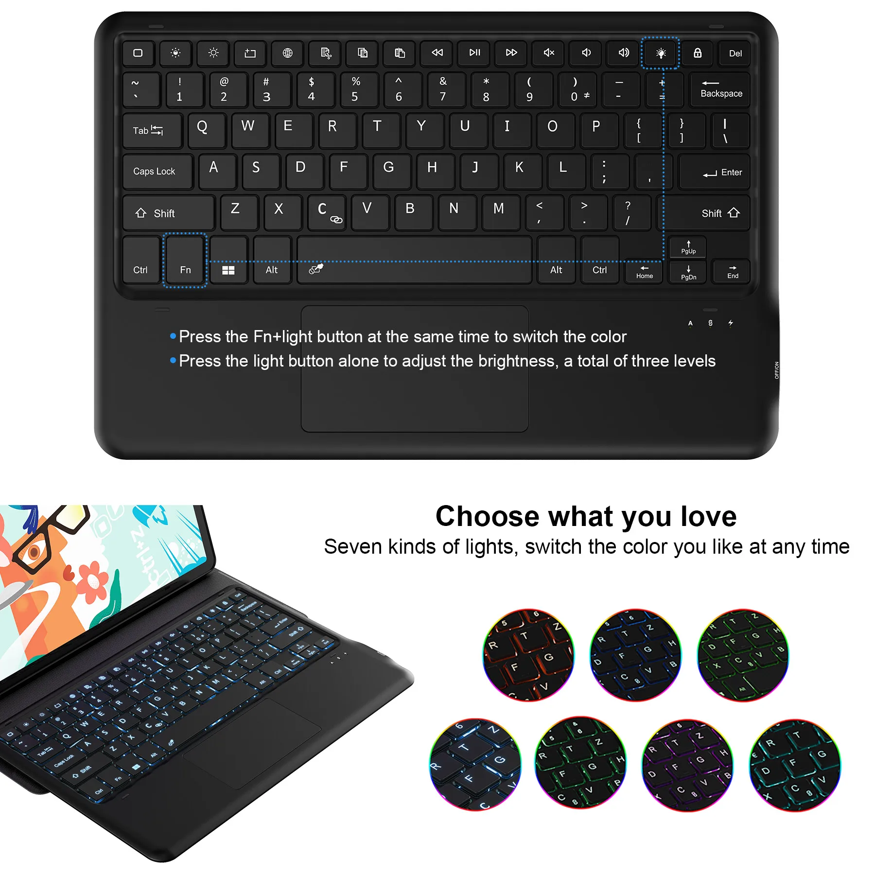7 color backlit keyboard case for samsung galaxy tab s7 fe 12 4 tablet cover layout bluetooth keyboard deukus free global shipping