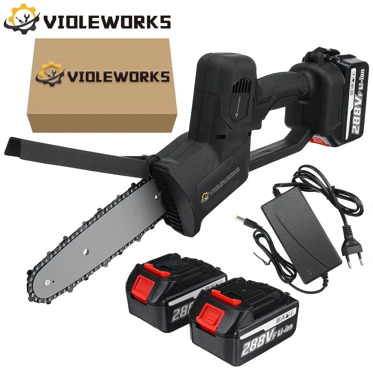 

Электрическая пила, бесщеточный перезаряжаемый инструмент для деревообработки, 8 дюймов, 1500 Вт, 288 в, с 2 литий-ионными аккумуляторами