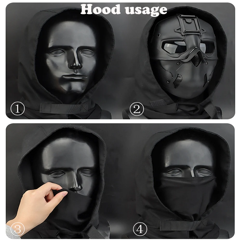 

Tactical Full Face Mask With Helmet Rail Prophet Hood Wild Masks For Airsoft Paintball Halloween Party CS Props Cosplay