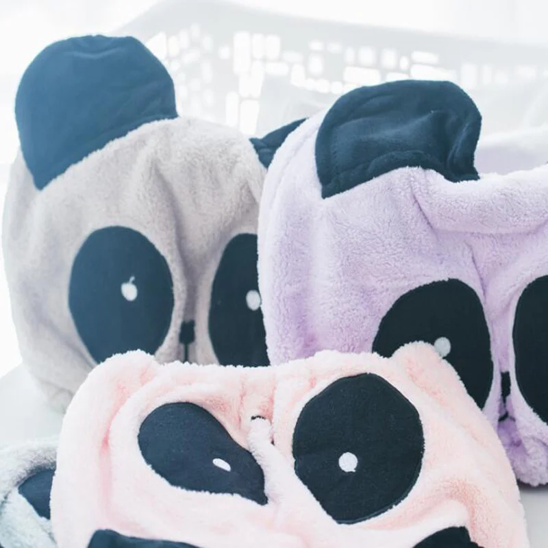 1 шт. милые быстросохнущие банные полотенца с пандой шапка из микрофибры мягкое