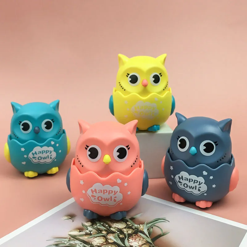 

Cute Baby Rattle Toys Cartoon Owl Snails Press Back Force Inertial Slide Toy Rotatable Infant Mobile Educational Toy Kids Gift