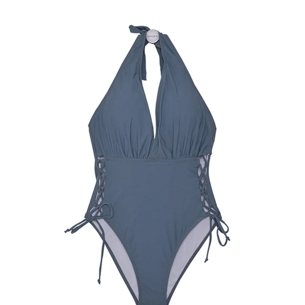 Swimsuit V Neck Sexy Bodysuit Swimwear Women Surfing Suit One Piece Solid Beach Bikini Set Girl Lady Fashion |
