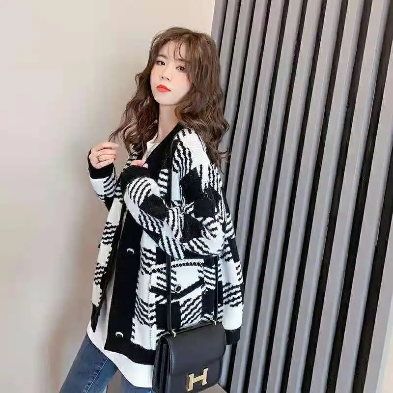 

Sannian Retro Japanese Fashion Sweater Women's Coat 2021 Fall Winter New Cardigan Female Loose Knit Jacket Women Clothes