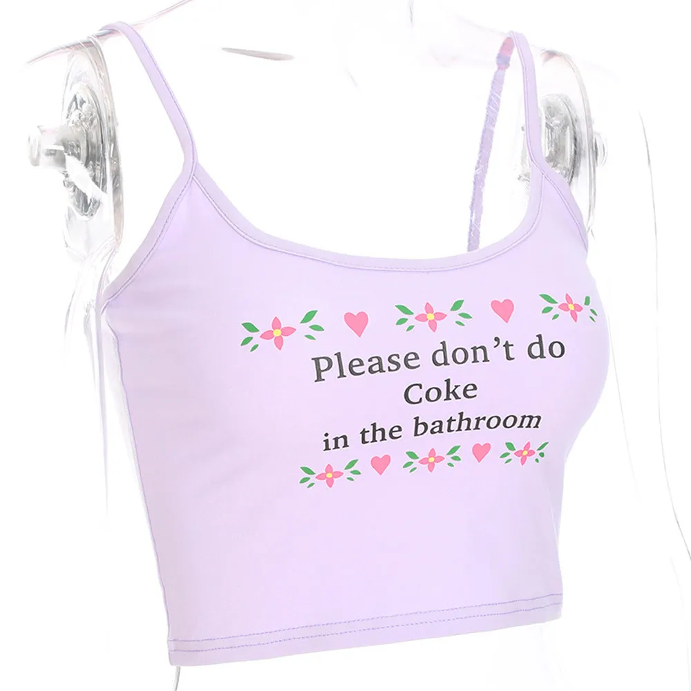 

Please Don't Do Coke In The Bathroom Camisole Top Sexy Fashion 2021 Summer Women Figure out Casual Tank Tops Letter Vest Halter