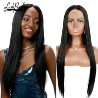 black straight wig synthetic 28 inch long lace hair wigs for woman middle point silk heat resistant natural party hair