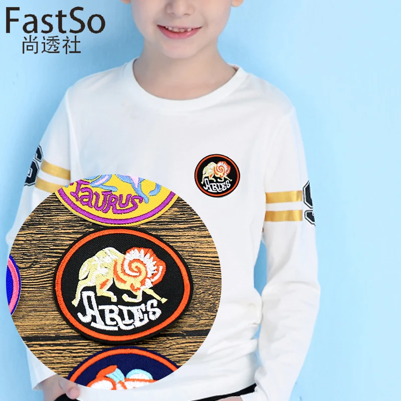 12 созвездий патчи Рак Лев полосы штук вышитые утюжок на для одежды DIY наклейки