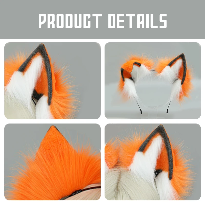 Женская повязка на голову из искусственного меха с плюшевым хвостом и лисьими
