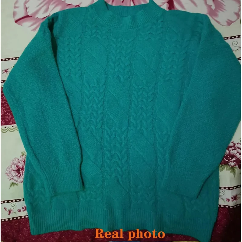 

New Preppy Style Autumn Winter Thick Solid Pullovers Loose Oversized Warm O-Neck Knitted Sweater Women Jumper Mujer