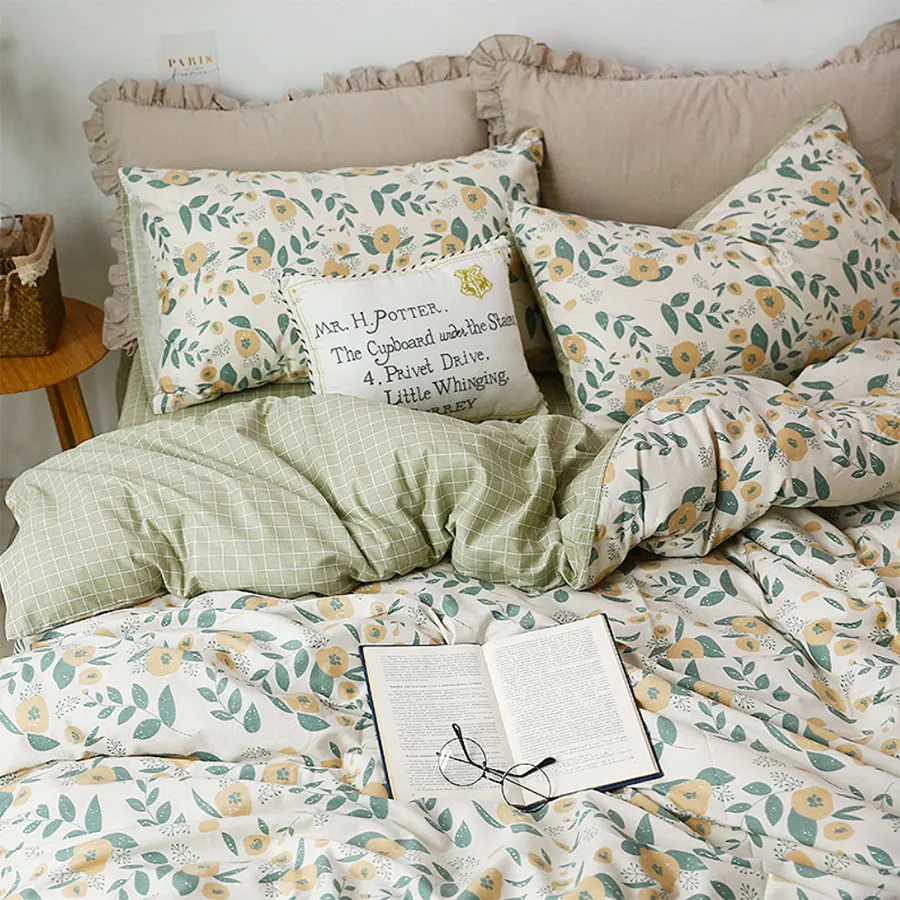 

Cute pastoral flower bedding set teen child kid girl,cotton twin full queen plant home textile bed sheet pillow case duvet cover