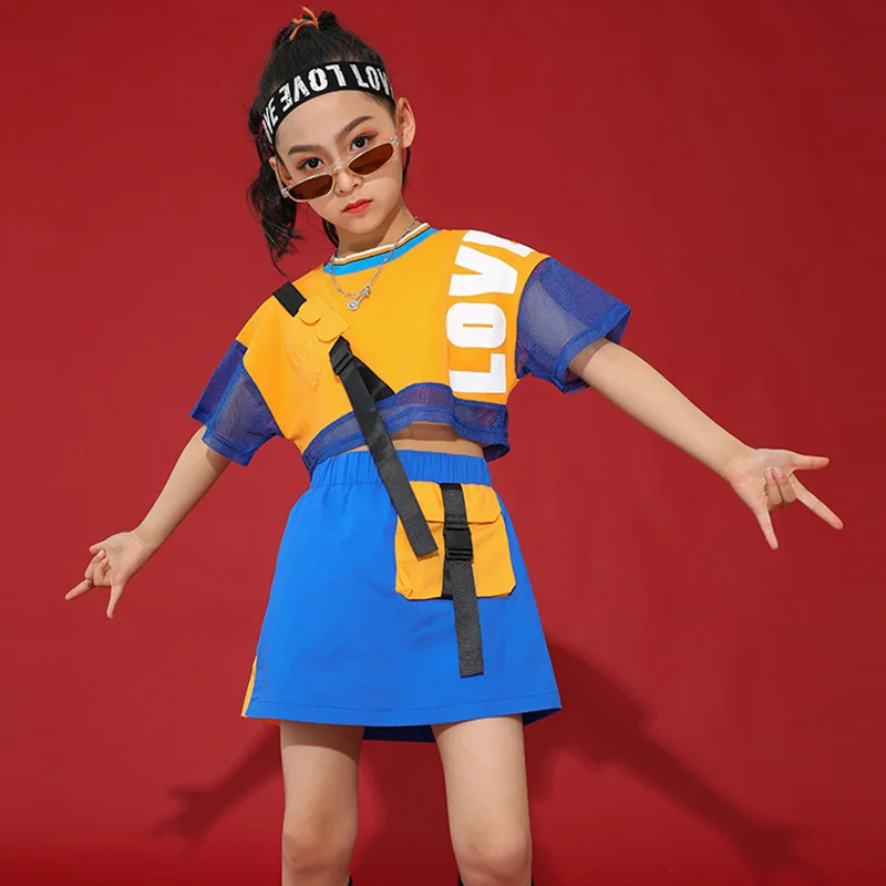 

Blue Girl Sets Jazz Dancer Outfit Cheerleader Uniform Stage Costume Hip Hop Dancewear Festival Clothing Designer Clothes DL8114