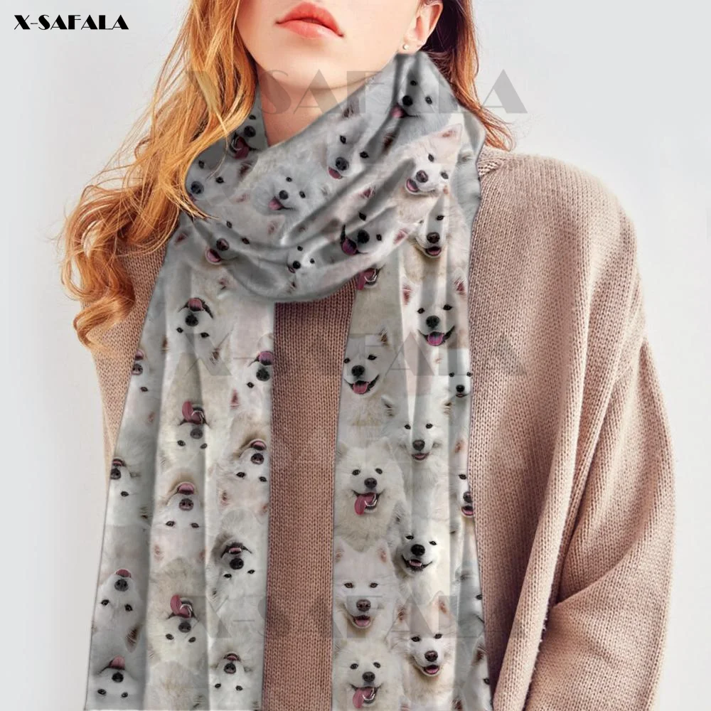 

Samoyeds Dog Winter Autumn Scarf Female British Bagh Bristled Cashmere Shawl Thick Pet Scarves Long Pashmina Neckerchief