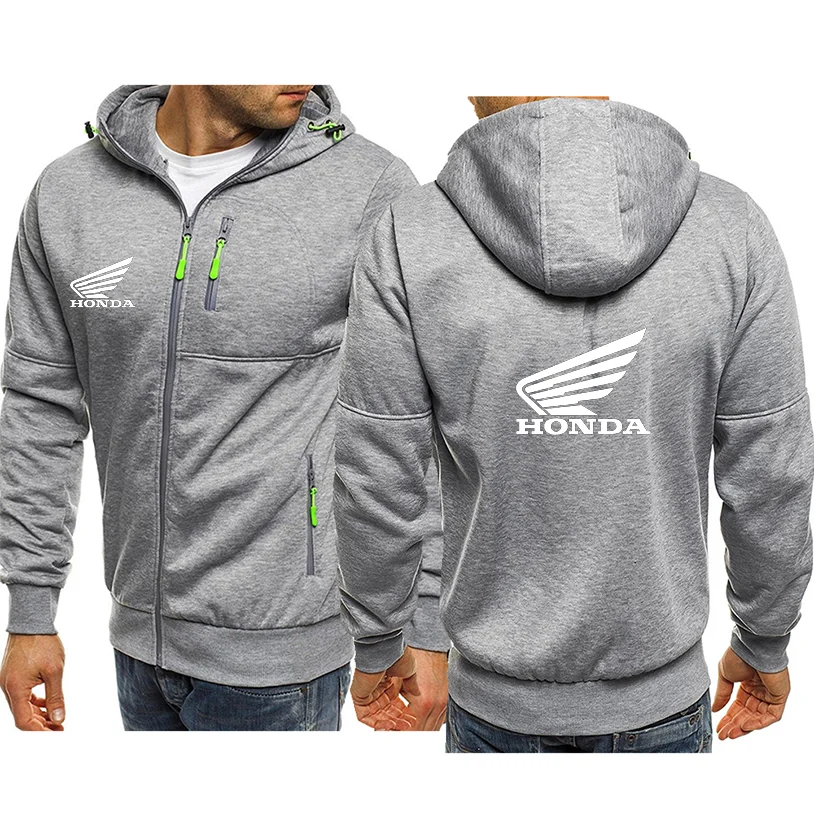 

2021 New HONDA Car Wing Logo Men Hoodies Cardigan Jacket Print Punk Clothing Fashion Casual Zipper Sweatshirt Man Clothes