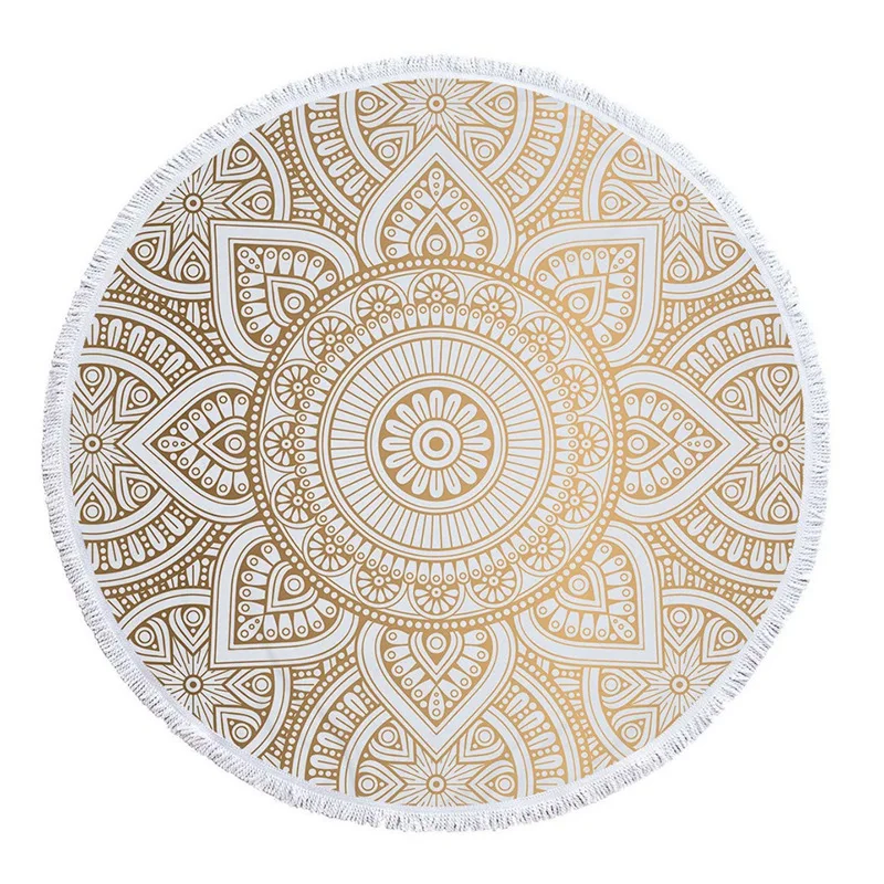 Round Microfiber Mandala Beach Towel Indian Hippie Boho with Tassels Oversized Wrap Blanket Travel Tapestry |