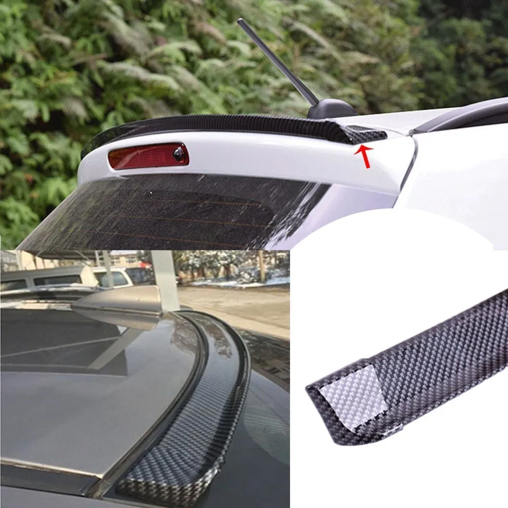 For Ford Fiesta MK7 MK8 1.5 Meters Rubber Fake Carbon Fiber Auto Spoiler Roof Wing Car Accessories