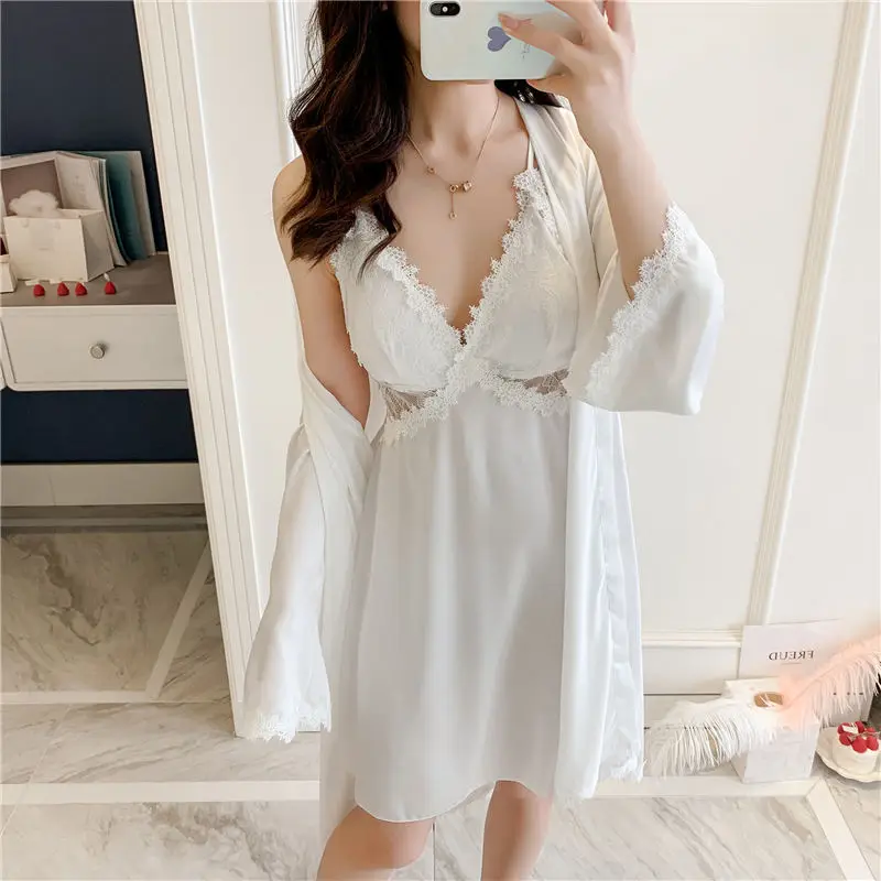 Кардиган из двух предметов с V-образным вырезом Пижама домашняя сексуальная