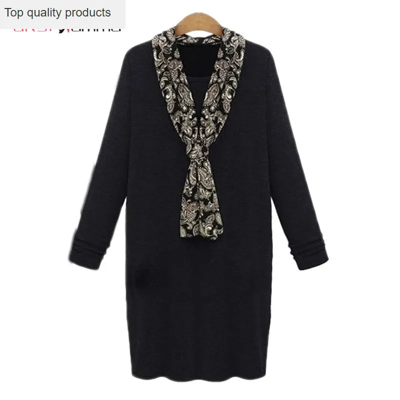 XL 5XL 2020 Новый осень зима жира мм с длинным рукавом Повседневные теплые свободные