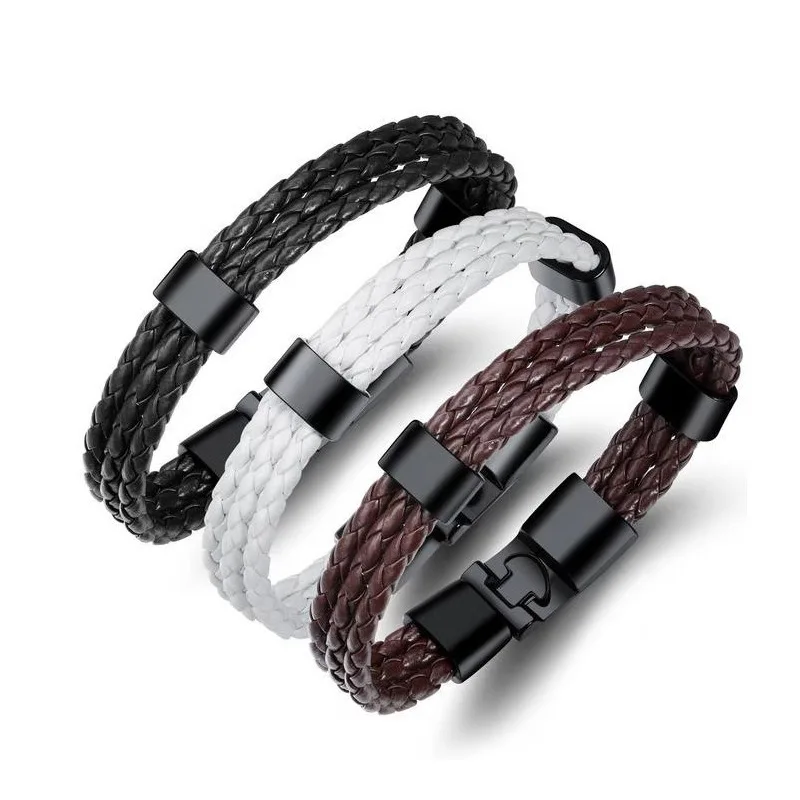 Модный кожаный браслет простой мужской аксессуары оптовая продажа|Браслеты с